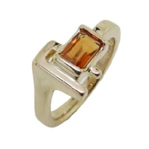 14 karat yellow gold ring set with a 0.65ct citrine. This stunning ring is a custom design by David.