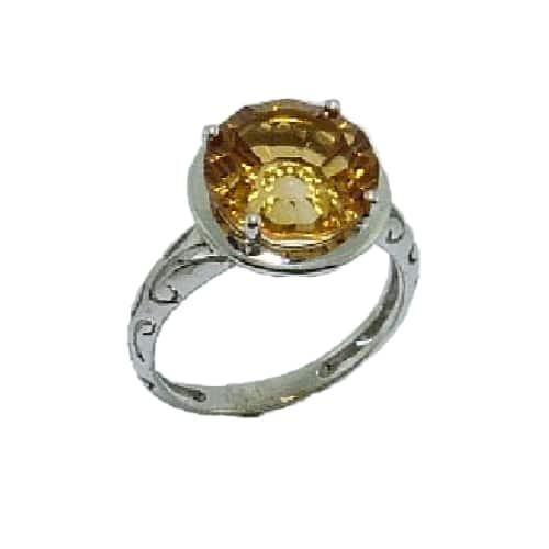 14 karat white gold ring set with a 4.60ct citrine. This stunning gemstone is the birthstone for November.