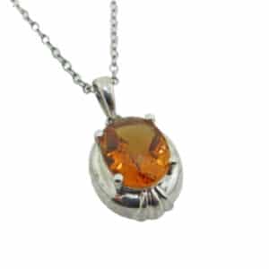 14 karat white gold pendant set with a 2.09ct citrine. This stunning gemstone is the birthstone for November.