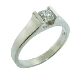 14K White gold engagement ring channel set with an ideal cut, Dream cut diamond by Hearts On Fire, 0.358 carat, E, SI1.