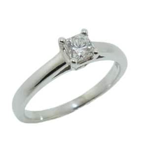 18K White engagement ring claw set with an ideal cut, Dream cut diamond by Hearts On Fire 0.331 carat, E, SI1.