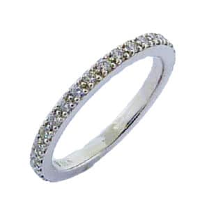 18K White gold wedding band set with ideal cut, round brilliant cut diamonds by Hearts On Fire, 0.36 carat total weight, VS2-SI1, G/H. See matching engagement ring: 125-10-1111.