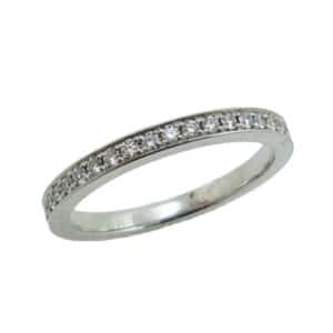 Platinum band set with ideal cut, round brilliant cut diamonds by Hearts On Fire, 0.144 carat total weight, G-H, SI/VS.