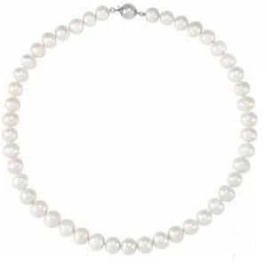 18" strand of 10-11mm of freshwater pearls with a silver clasp. Pearl is the birthstone for June.