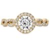 Destiny Lace Diamond Intensive Halo Engagement Ring by Hearts on Fire yellow gold head on