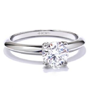 Platinum 'Insignia' solitaire engagement ring featuring a 0.710ct, H, SI1 round brilliant cut diamond by Hearts on Fire.