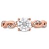 Destiny Lace Halo Engagement Ring by Hearts on Fire rose gold head on