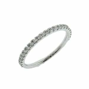 18K White gold wedding band claw set with 23 ideal cut, Hearts On Fire diamonds, 0.212cttw, SI1-VS2, G/H.