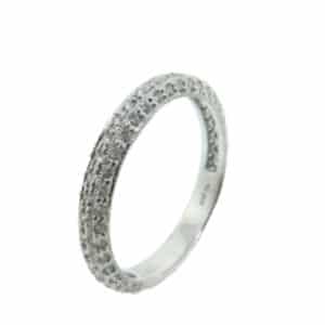 18K White gold Identity Pave Band by Hearts On Fire set with ideal cut, round brilliant cut diamonds by Hearts On Fire, 0.40 carat total weight, VS-SI, G/H.