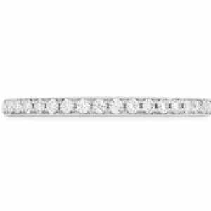 18 karat white gold 'Deco Chic' wedding band set with ideal cut, round brilliant cut diamonds by Hearts On Fire, 0.22 carat total weight, VS2-SI1, I/J.