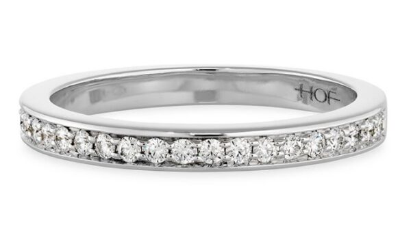 18 karat white gold Enticement wedding band set with 22 = 0.21ct G/H, VS/SI round brilliant cut diamonds by Hearts on Fire.