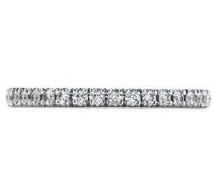 18K White Hearts On Fire Transcend band claw set with 18 ideal cut, round brilliant cut Hearts On Fire diamonds, 0.29 total carat weight, G/H, VS-SI.