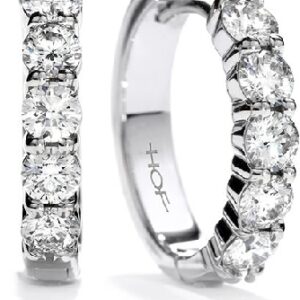 18K White gold Mini Hoop earrings by Hearts On Fire set with ideal cut, round brilliant cut Hearts On Fire diamonds, 0.62 carat total weight, SI1-VS2, G-H.