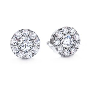 18K White gold Fulfillment round earrings by Hearts On Fire set with 0.51cttw ideal cut, round brilliant cut Hearts On Fire diamonds, I/J, VS-SI.