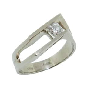 14K White gold lady's right hand fashion ring channel set with a 0.252 carat Dream cut Hearts on Fire diamond, G, VS2.