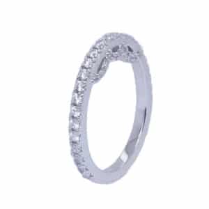 Set in 14 karat white gold, this vintage inspired wedding band showcases diamonds totaling 0.40 carats. Come in to match this unique band to your engagement ring.