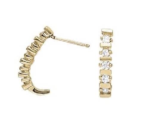 0.35cttw 14K Rose Gold Diamond J-Hoop Earrings