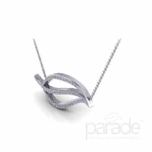 14k white gold diamond leaf pendant by Parade featuing 0.13cttw, G/H, VS/SI round brilliant cut diamonds.