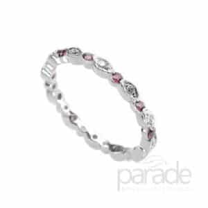 18K White Gold Ruby And Diamond Stacking Ring by Parade