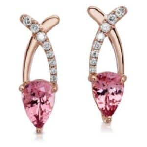 1.08ctttw 14K Rose Gold Pear Shaped Lotus Garnet Earrings