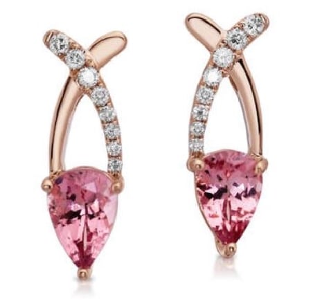 1.08ctttw 14K Rose Gold Pear Shaped Lotus Garnet Earrings