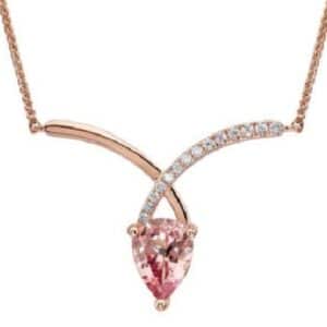 1.32ct 14K Rose Gold Pear Shaped Lotus Garnet Necklace