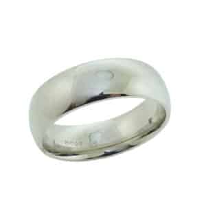 14K White gold domed, comfort fit 7mm polished band. This ring is available in 14K/18K white, yellow or rose gold and platinum and in any width or finish.