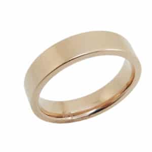 14 Karat rose gold 5mm pipestyle band with polished finish. This ring is available in 14K/18K white, yellow or rose gold and platinum and in any width or finish.