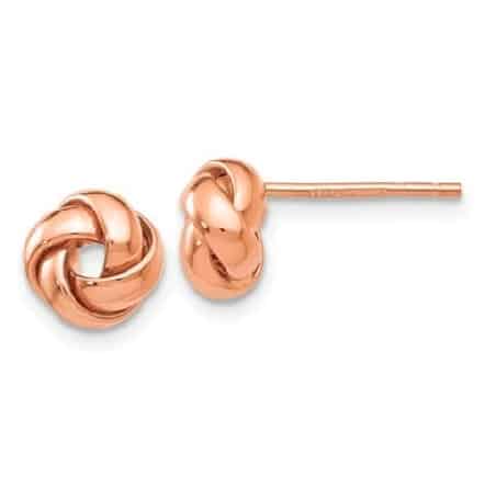 14 karat rose gold drop stud earrings.