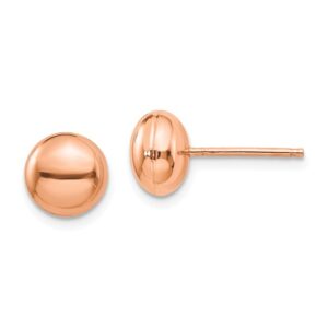 14 karat rose gold polished button stud earrings.