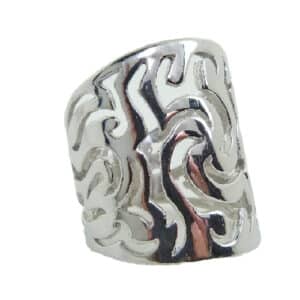 Sterling silver open design wide ring.