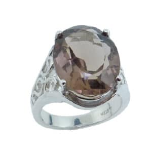Sterling silver ring set with a brown quartz.