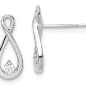 Sterling silver and cubic zirconia drop stud earrings.