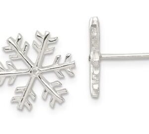 Sterling silver snowflake stud earrings.
