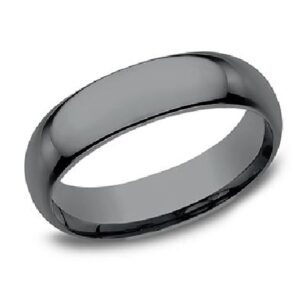 Men's tantalum alternative metal domed band with polish finished, 6.5mm, size 10.