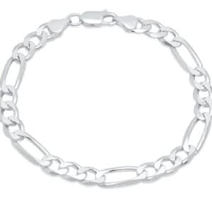 Sterling silver 9" silver figaro link bracelet.