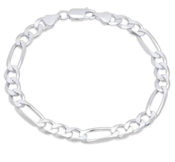 Sterling silver 9" silver figaro link bracelet.