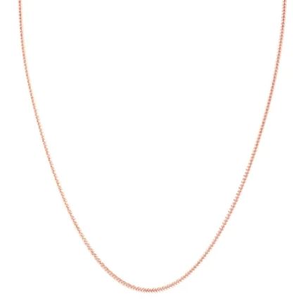 14 karat rose gold 16" diamond cut wheat chain. This chain looks stunning on its own or with a pendant!