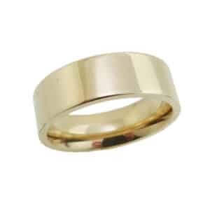 14K yellow gold men's 7mm pipestyle polished gold band. This ring is available in 14K/18K white, yellow or rose gold and platinum and in any width or finish.