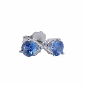 14 karat white gold 3 prong stud earrings set with 2 = 0.563cttw sapphires. Sapphire is the birthstone for September.