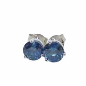 14K white gold 3 prong studs set with 1.60cttw Teal sapphires.  Sapphire is the birthstone for September.
