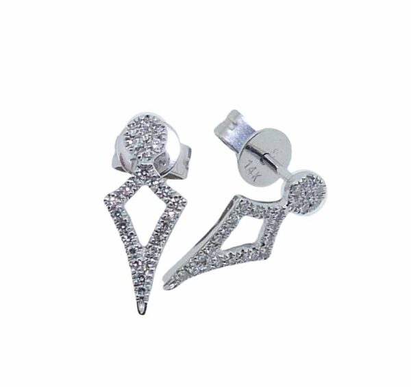 14k white gold earrings set with 52 = 0.11cttw G/H, SI round brilliant cut diamonds.