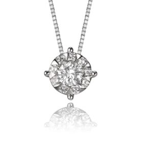 14KW "0.75ct look" 0.26cttw bouquet slider pendant with chain