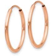 14K Rose gold polished endless tube hoop earrings