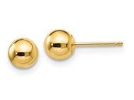 14K Yellow gold earrings, small 5 mm polished ball with post