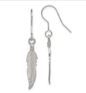 Sterling silver feather design drop earrings