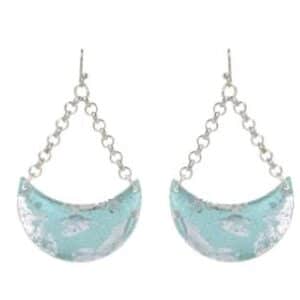 Turquoise Crescent earrings by Evocateur.  These stunning earrings feature silver leaf.