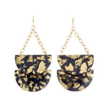 Turquoise Butterfly wing large teardrop earrings by Evocateur.  These stunning earrings feature gold leaf.