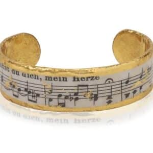 Concerto 0.75" large cuff by Evocateur.  This stunning cuff features gold leaf.