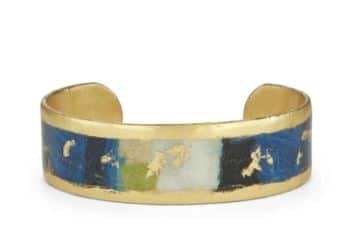Berlin/Berlin 0.75" large bangle by Evocateur.  This stunning cuff features gold leaf.